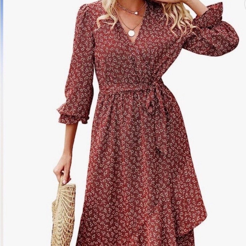 Mini faux wrap tie front dress. XL, NWOT